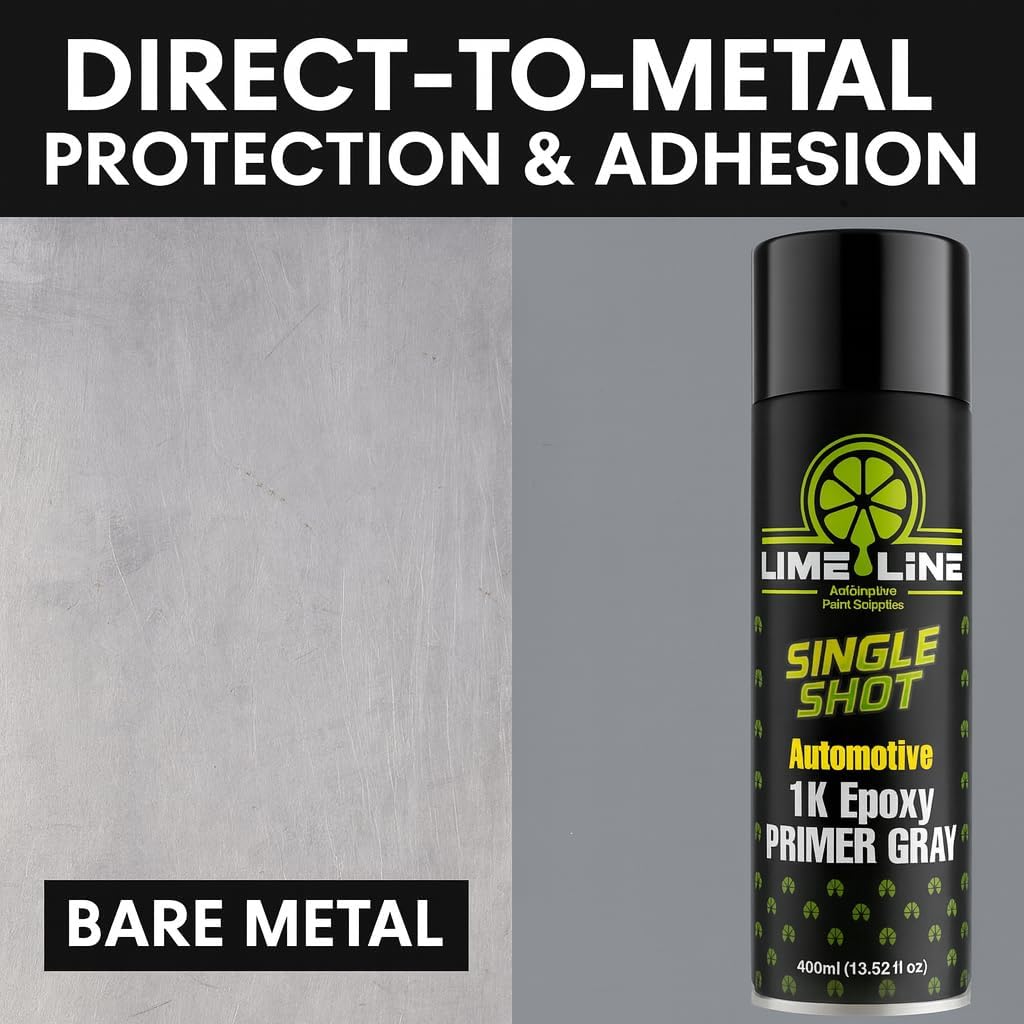 LiME LiNE 1K Epoxy Primer Aerosol Spray Paint - Automotive Bare Metal Adhesion & Rust Protection - Professional Grade - Gray 400ml (Pack of 1)