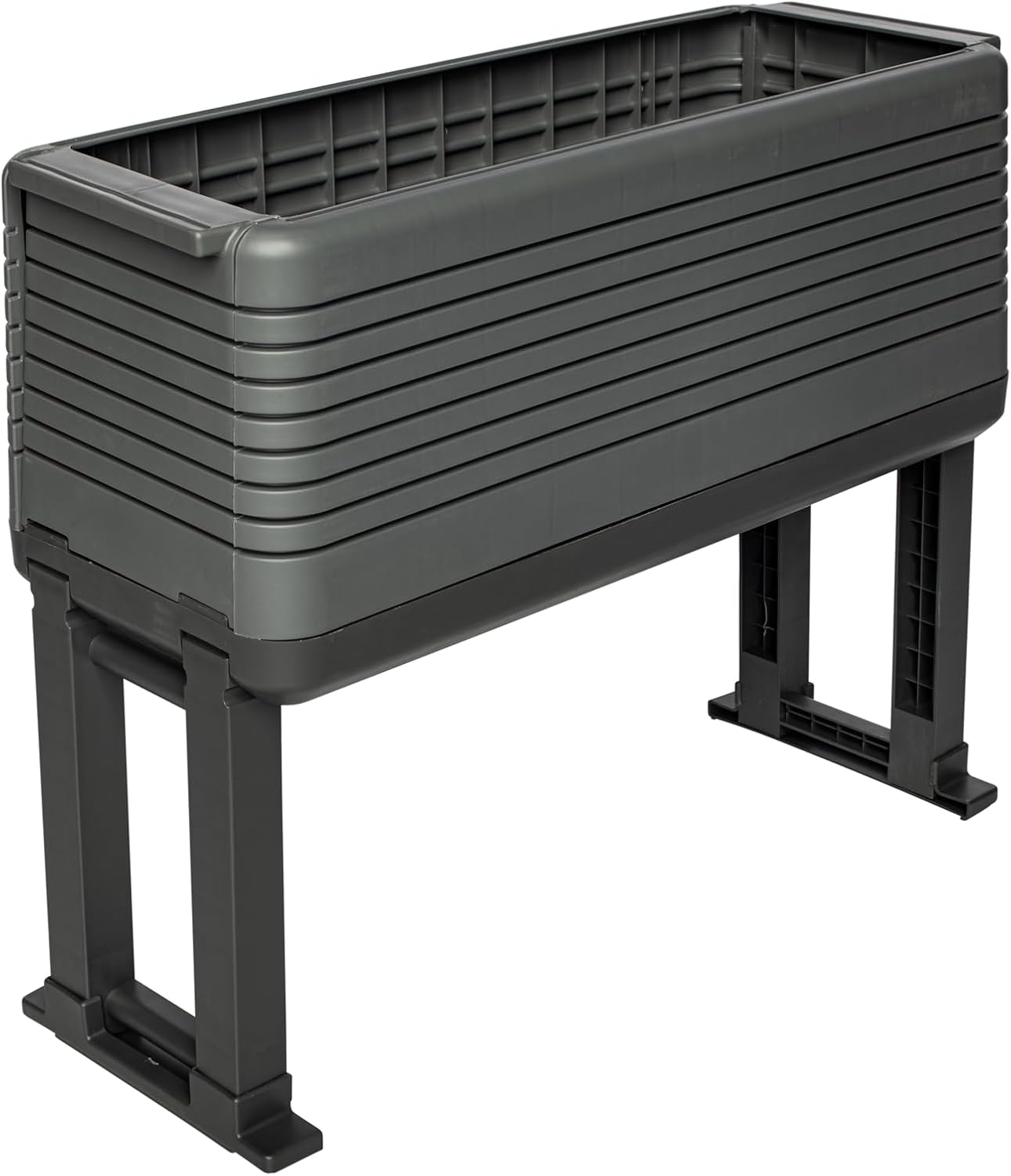 NuVue Modular Garden Planter 2-Pack Set - Innovative Planter Boxes for Indoor and Outdoor Gardening with Configurable Tiered Design, Easy Install, Gray/Gray, Set of 2