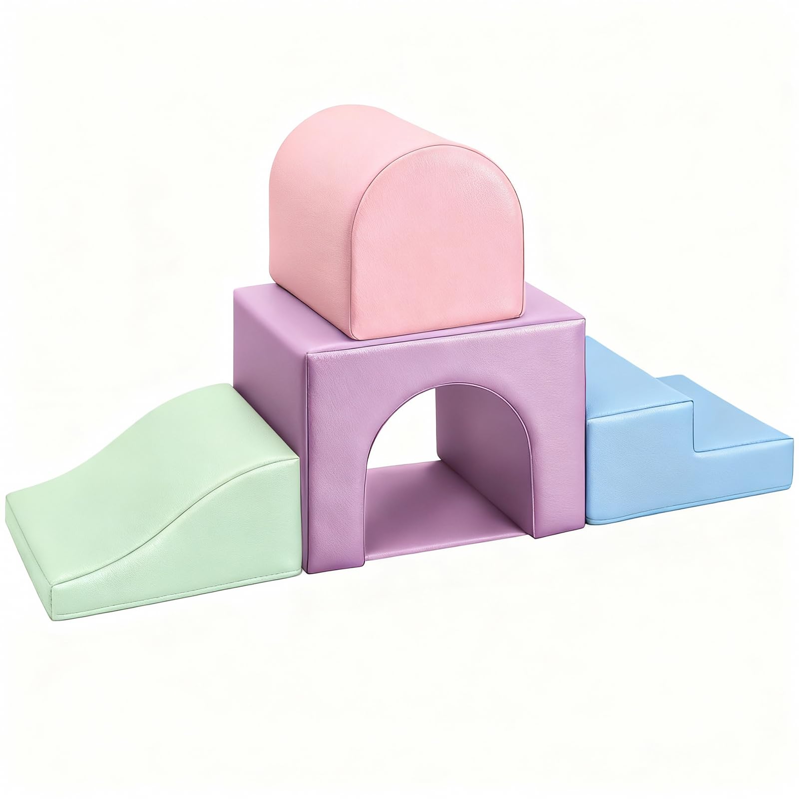 Photo 1 of **MISSING PURPLE AND PINK BLOCKS** Sumbababy Soft Climbing Blocks Set for Toddlers: 4 PCS Foam Play Structures with Tunnel - Indoor Playground for Kids with Slide and Stairs - Safe Play Gym for Boys and Girls