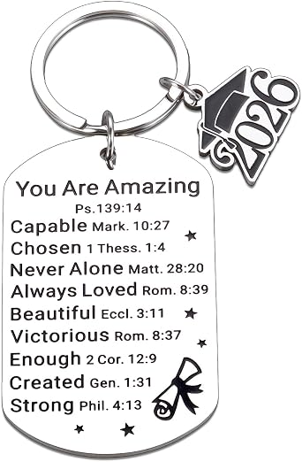 Class of 2026 Grads Gift for Teens Boys Girls 2026 Graduation Gifts for Her Him Christian Senior High School College Graduates Gifts 2026 Religious Keychain for Women Men Graduation Announcement