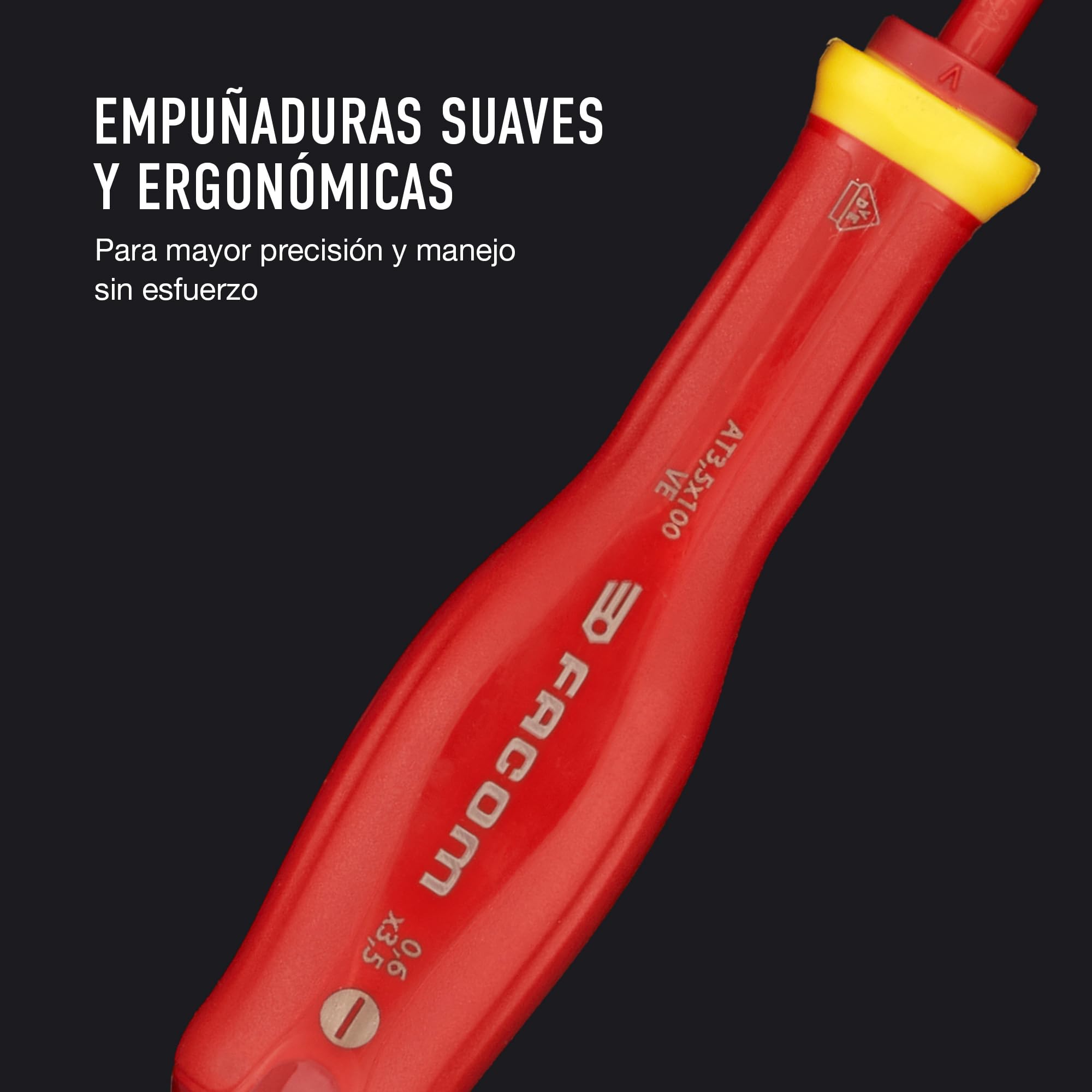 FACOM - Juego de 5 Destornilladores Protwist Aislados 1000V, Incluye 3 Destornilladores de Ranura y 2 Pozidriv, Calidad, Ergonomía, Tratamiento Anticorrosión, AT5VE.PB