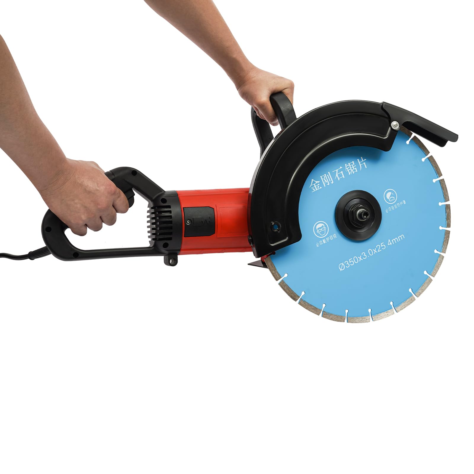 Sega per calcestruzzo, 3500 W, sega elettrica da 14 pollici, senza polvere, da parete Chaser, profondità di taglio 85 – 140 mm, fresa elettrica adatta per granito, porcellana, marmo