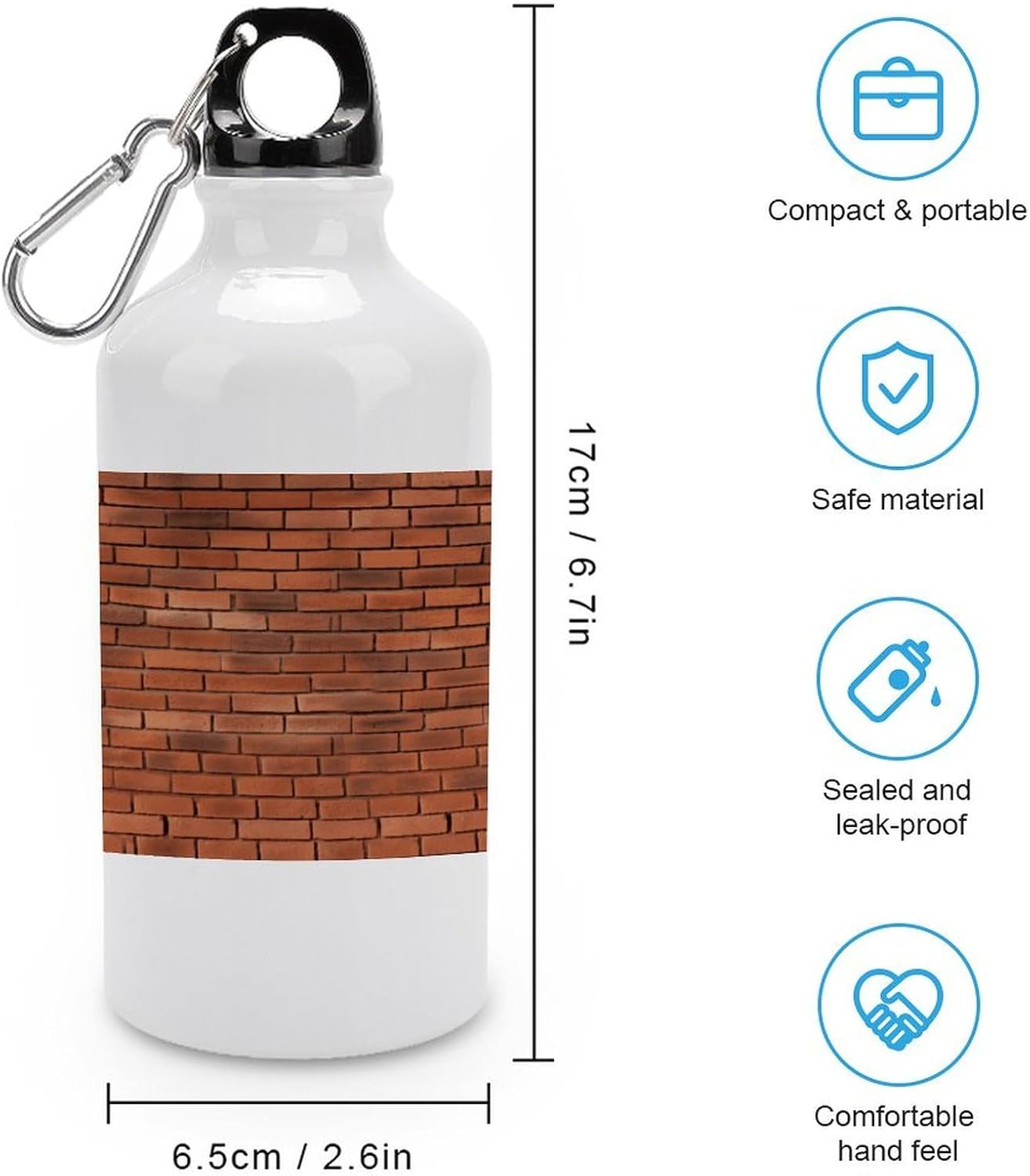 Aluminum Sports Water Bottle with Carabiner Clip & Leak-Proof Lid image 2