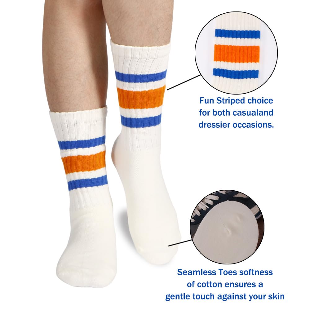 Lot de 3 paires de chaussettes de tennis pour homme et femme - 38-43 - Chaussettes de sport avec rayures - Chaussettes de sport en coton pour homme et femme, Blanc., 37-43