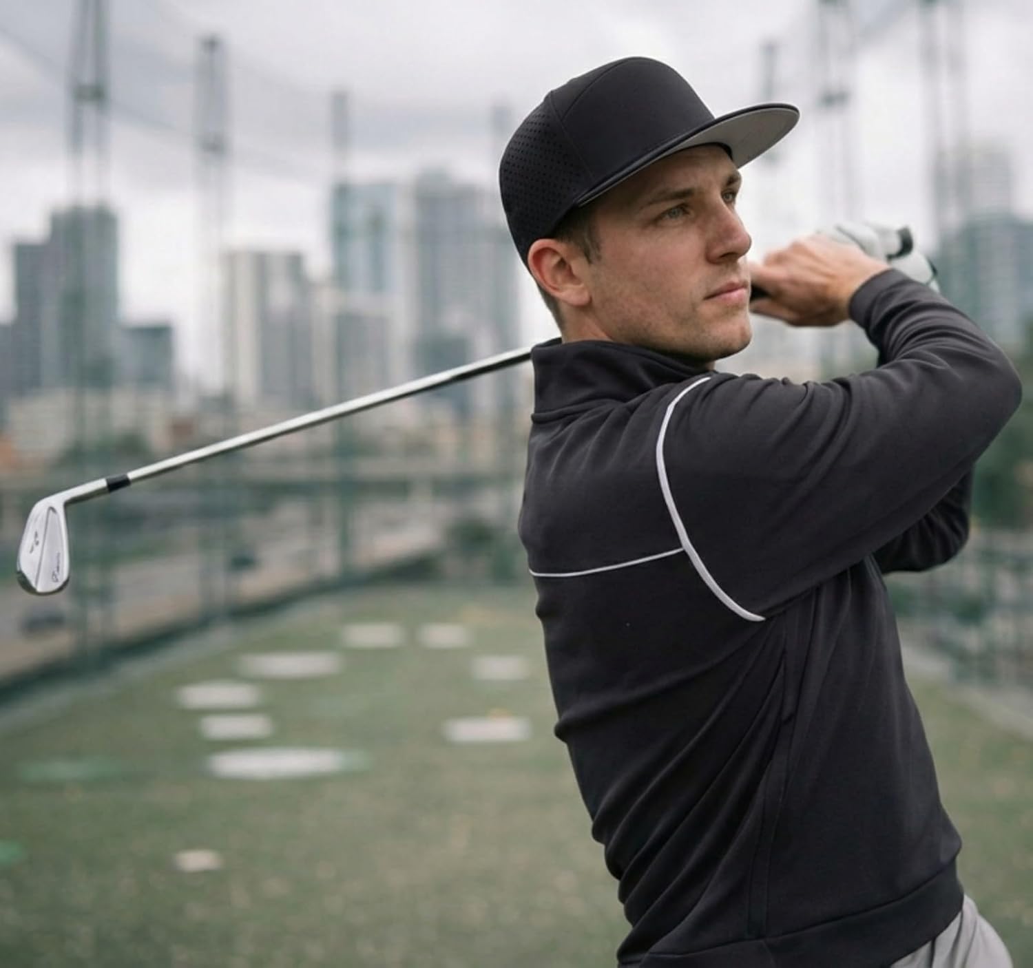 TOP-EX UVCoolix™ Flat Bill Golf Baseball Cap,Water-Resistant Breathable Adjustable Snapback Hat Men Women,Cooling Sweatband - Image 2