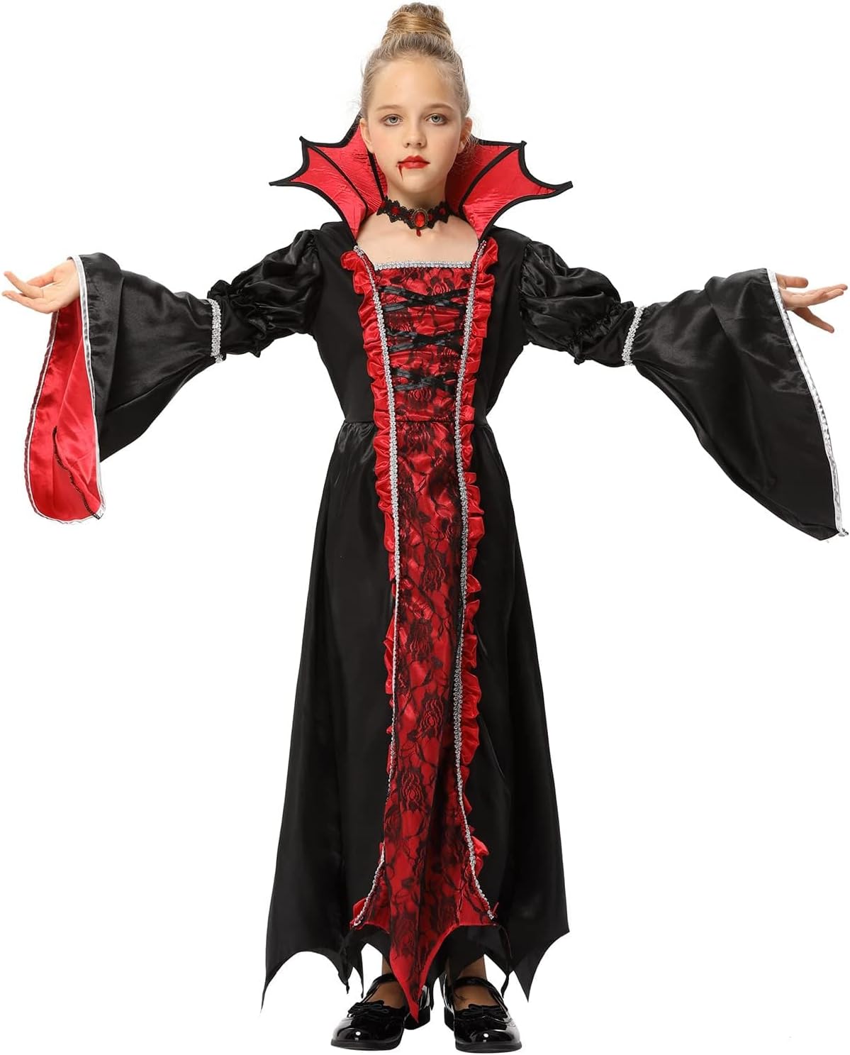 Halloween Royal Vampire Costume Set for Girls Role Play Party, Vampiress Queen Dress Up Toys image 4