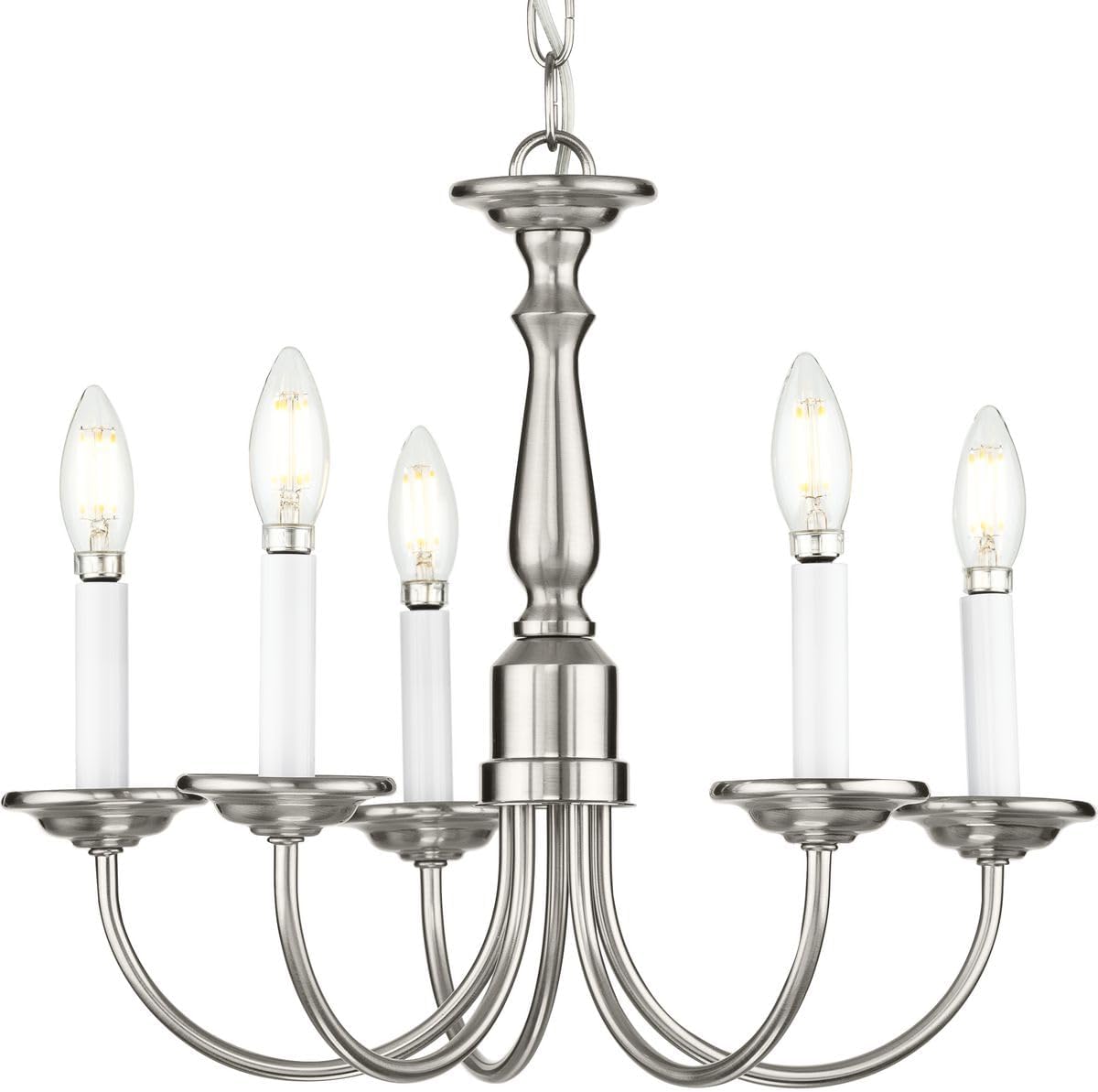 Progress Lighting 5-Light Candles Traditional Chandelier Light, Indoor, P4009-09, Brushed Nickel