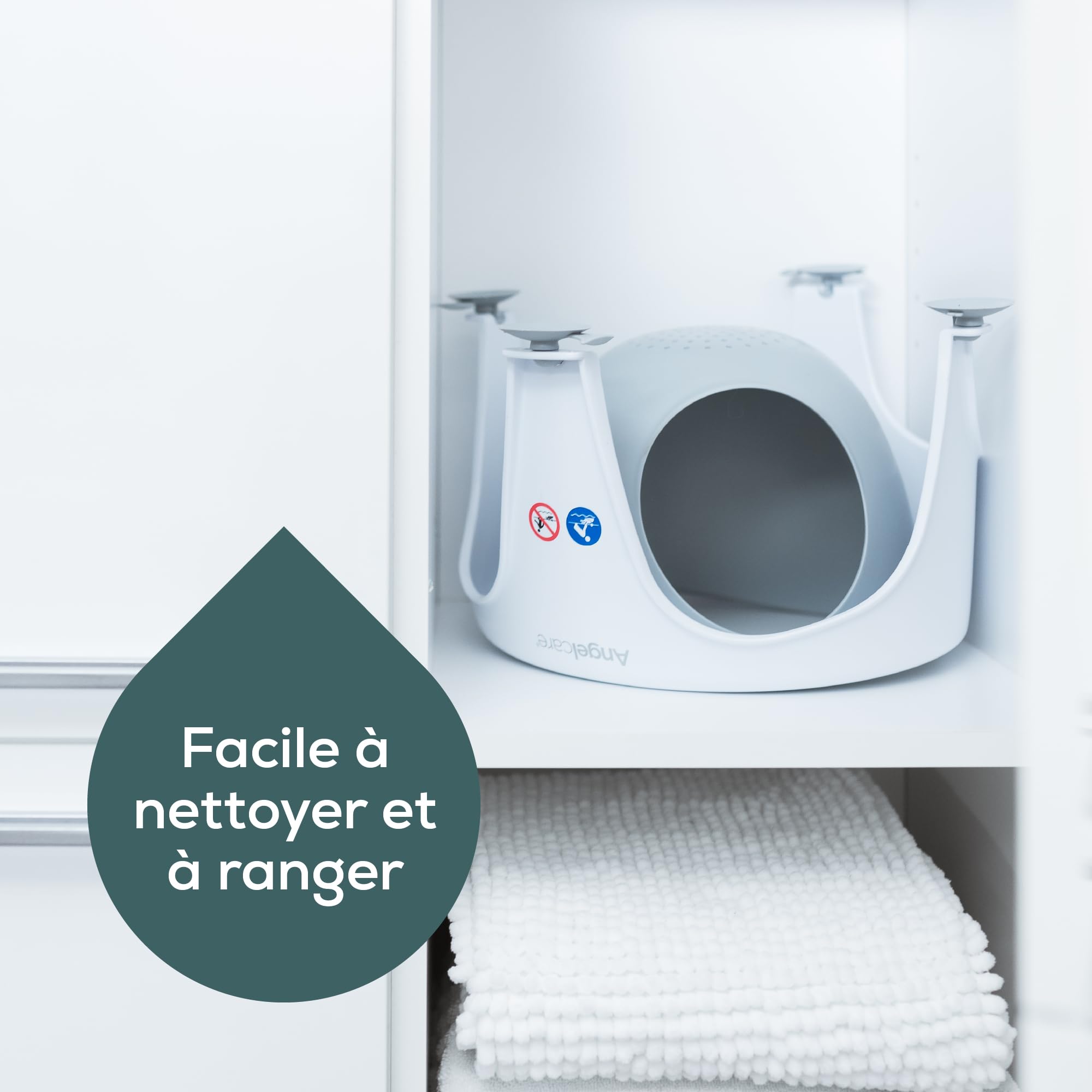 Angelcare - Anneau de Bain pour Bébé - Confort et Sécurité - 6 mois à 10 mois - Gris