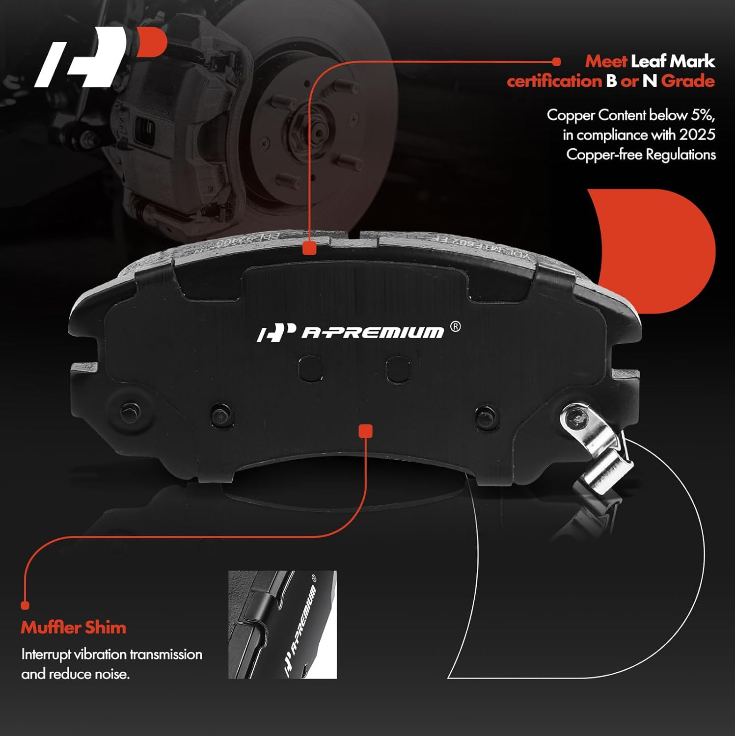 A-Premium 11.02 inch (280mm) Front Vented Disc Brake Rotors + Ceramic Pads Kit Compatible with Select Hyundai and Kia Models - Sonata/Sportage 05-10, Optima/Magentis 06-10, Soul 12-13, Tiburon 03-08