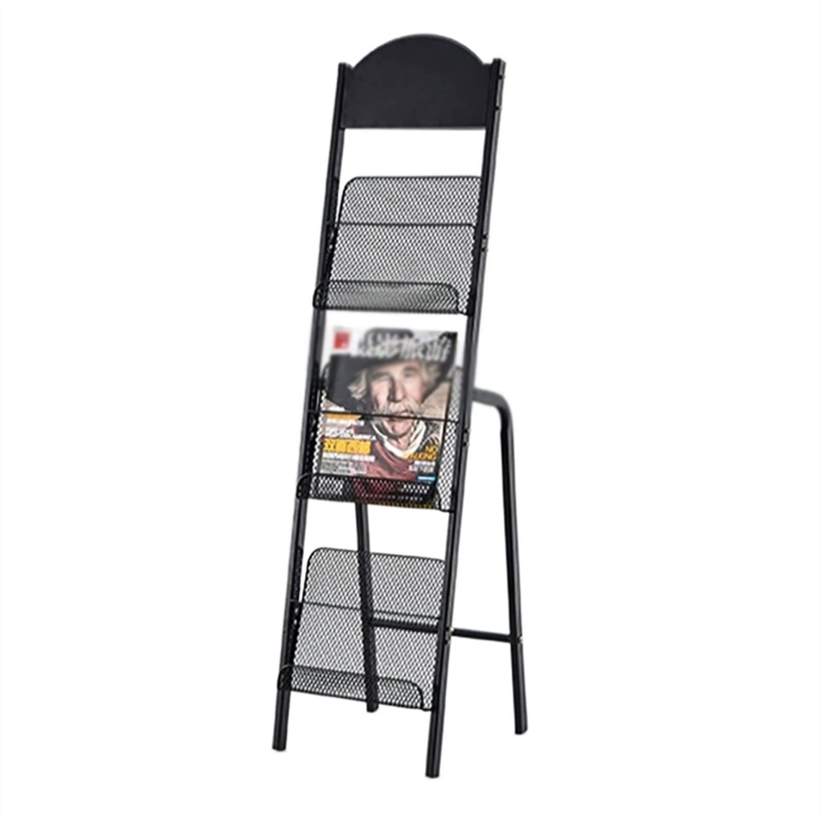 Présentoir à Magazines sur Pied pour bibliothèques, salles d'exposition, Lancement de Produits, Salons Professionnels, classeurs sur Pied, Noir et Blanc, B
