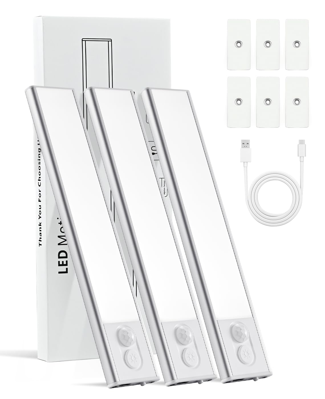 Under Cabinet Lighting Rechargeable, Dimmable Magnetic Motion Sensor Under Cabinet Light, 1100 mAh Wireless LED Under Counter Lights - Kitchen, Closet, Stairs, Hallway
