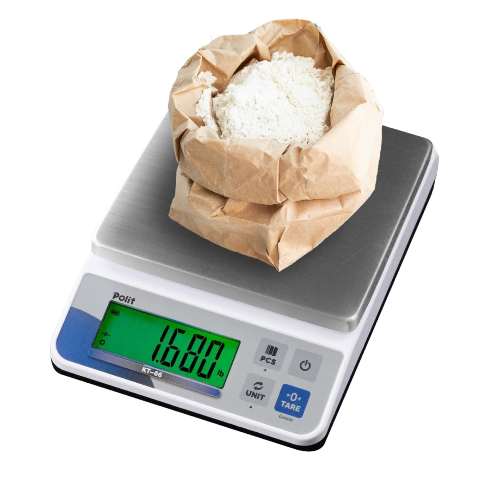 Polit Digitale Küchenwaage 13 kg, 1 g Präzision, Zählmodus, Edelstahlschale | Abnehmbare Wiegeschale, Duale Stromversorgung, LCD-Anzeige, Abschaltautomatik, Für Backen, Ernte & Versand
