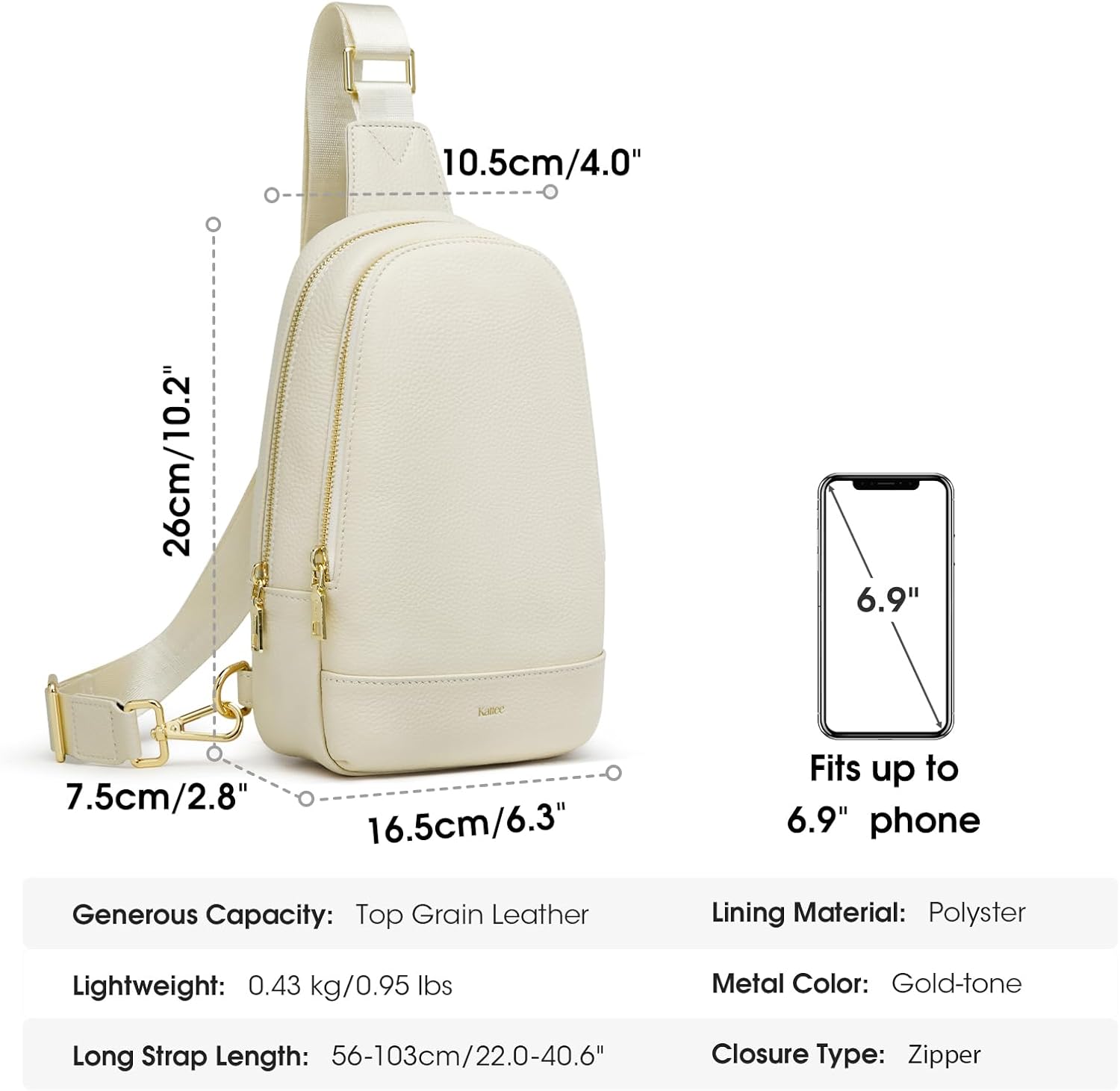 Kattee Sling Bag for Women Crossbody, Soft Leather Fanny Packs for Women, Small Crossbody Chest Bag with RFID Blocking