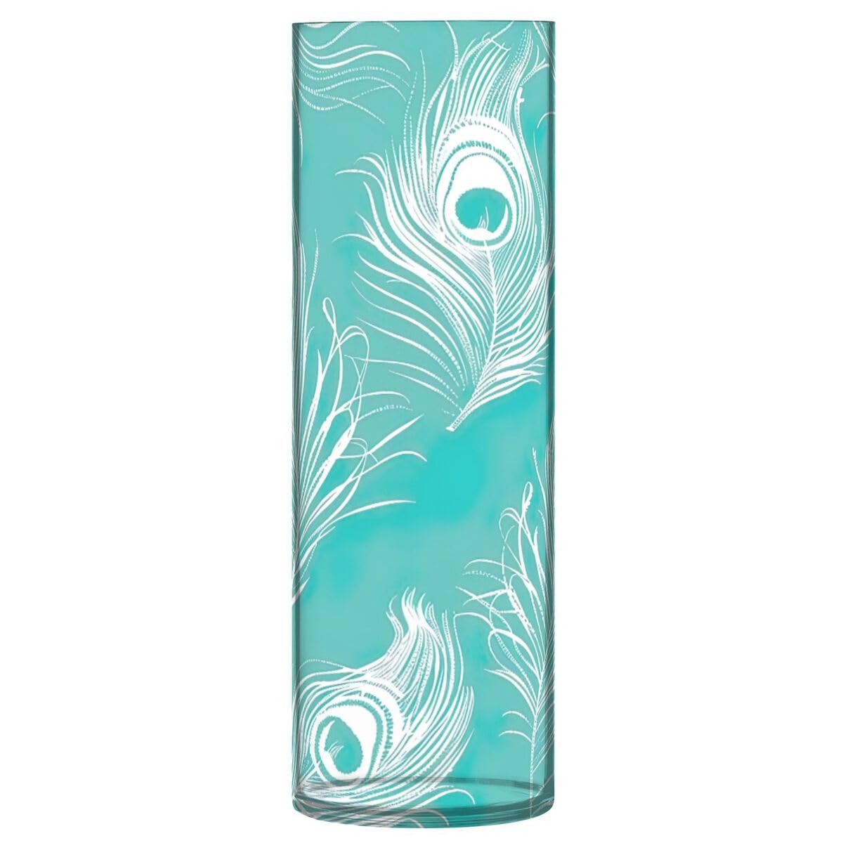 Jumbear A Beautiful White Peacock Feathers Vase For Flowerse -Clear Vase Rustic Home Décor For Modern Farmhouse, Ideal Shelf, Table & Entryway Decor