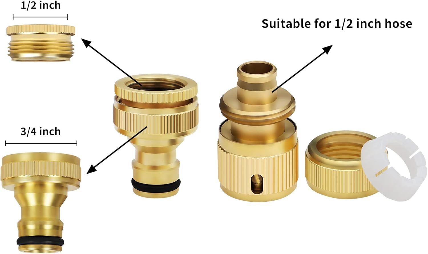 Wzzy Gurden 8 Pack Heavy Duty Brass Garden Hose Quick Connect Splitter Kit - Image 2