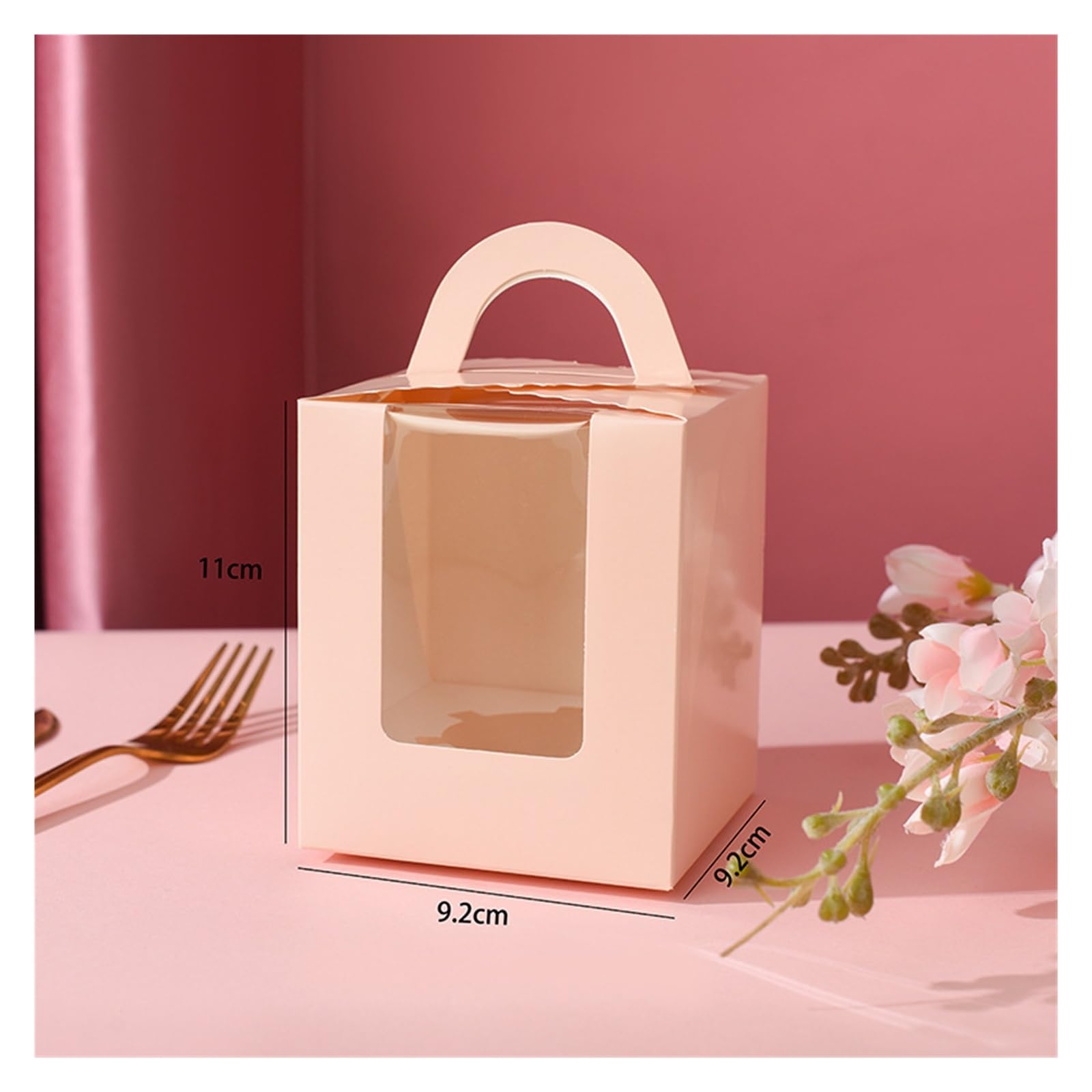 Cajas Para Cupcakes 50 Uds. Caja de papel Kraft for pasteles de 93x93x110mm con ventana de Pvc, caja de embalaje for galletas y cupcakes, caja de embalaje de regalo de Papel Kraft para Caja De Pastele