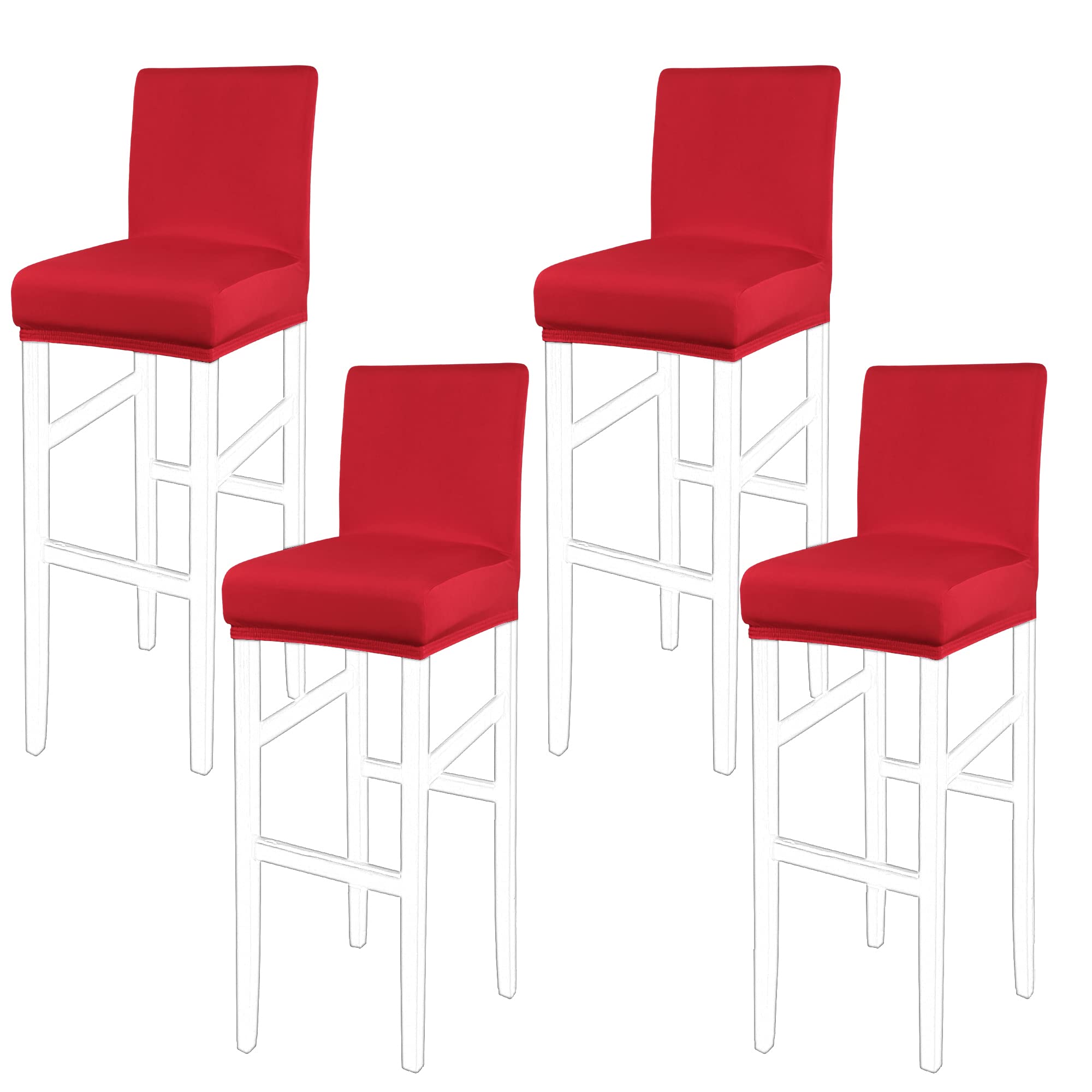 Housses de tabouret de bar extensibles pour rénover un siège usé élastique rouge lot de 4