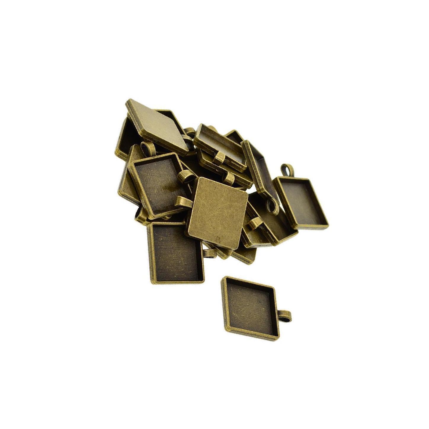 Zambuph Square Bezel Tray Blank Vintage Bronze Supplies for DIY Jewelry Making for Creating Unique Jewelry Designs Blank Square Bezel Tray Jewelries DIY