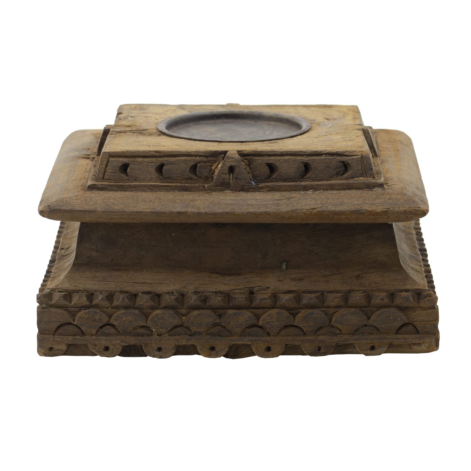 10 x 10 x 5.5 Antique Carved Pillar Candle Holder 4Ea