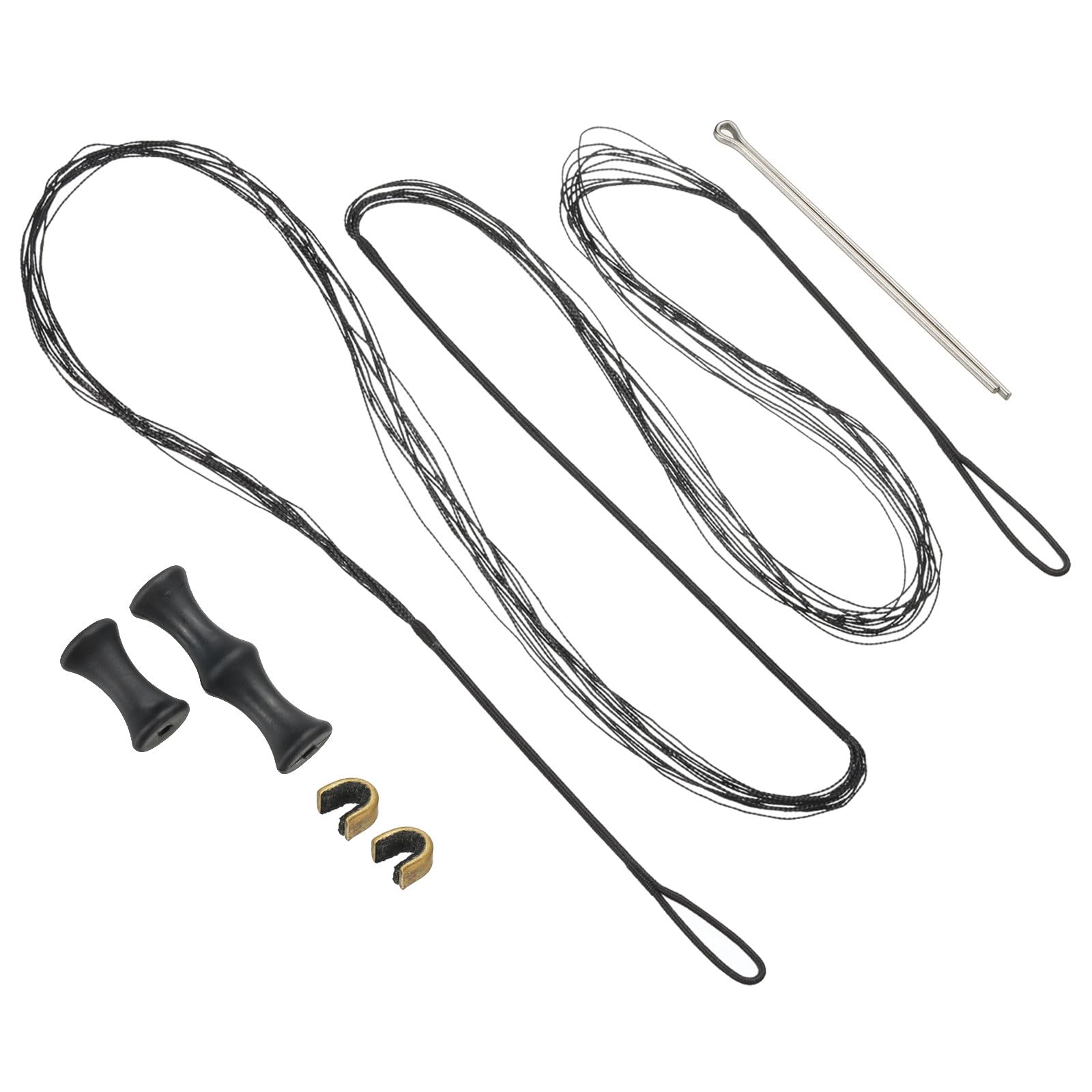 PATIKIL 58 Inch Bow String Replacement, Archery Bowstrings Accessories 12 Strands Bowstring with Finger Guard & 2 Brass Nock Points for Traditional Recurve Longbow, Black