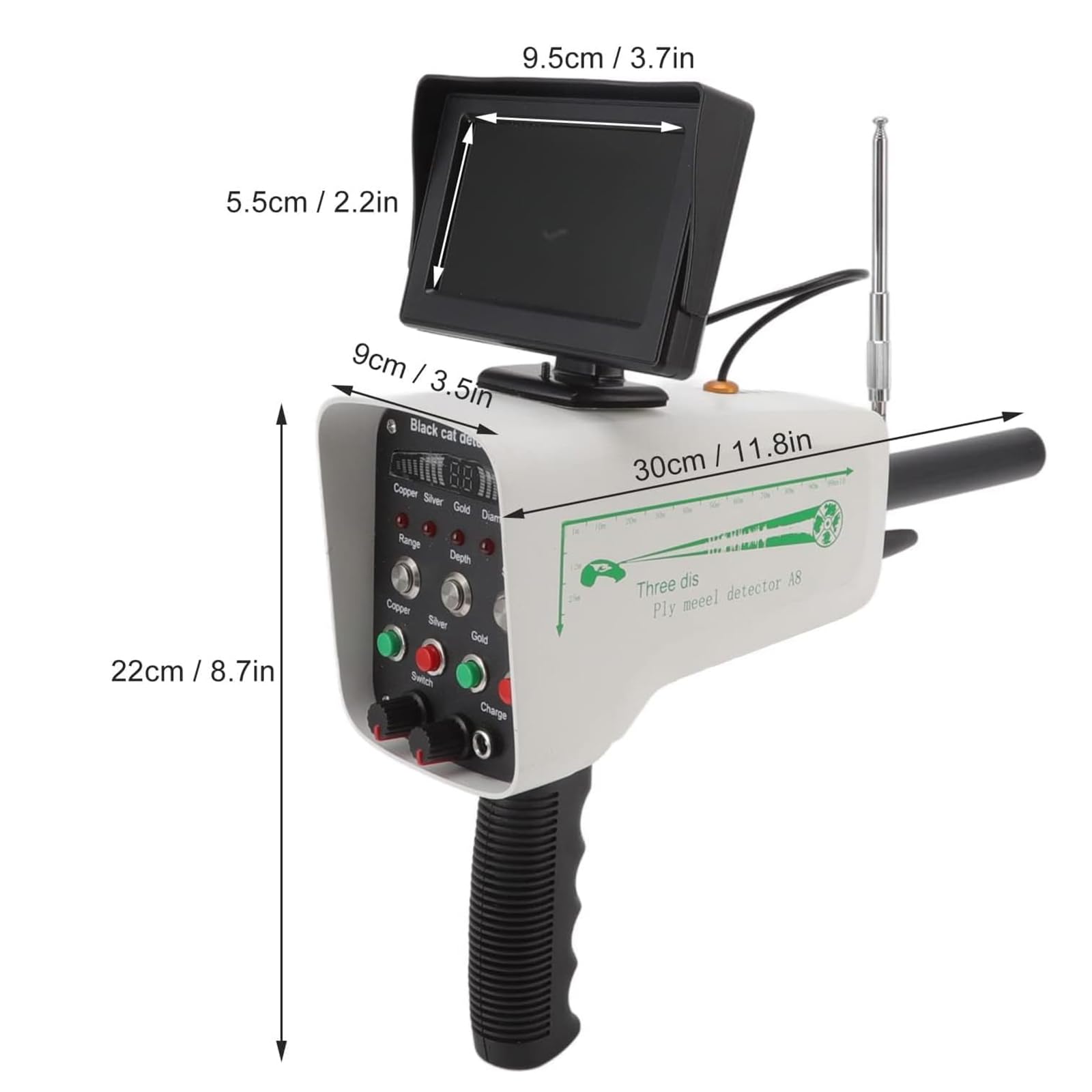 Detector de metales profesional con pantalla, buscador de plata y oro de alta precisión, 30 m de profundidad, 1000 m de rango, para cobre, plata, oro y diamante