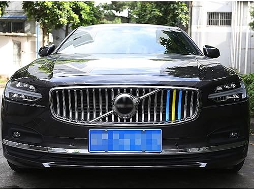 Miniatura 8 de SANRILY Moldes decorativos de rejilla multicolor compatibles con Volvo S90 2017-2021 cubierta de parrilla delantera (azulamarilloazul)