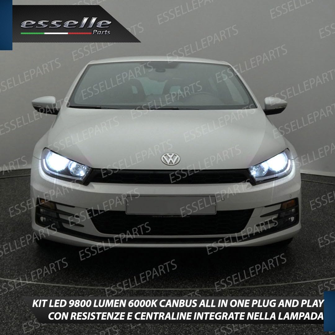 Kit Full LED H7 CANBUS per VW Scirocco 6000K Bianco Ghiaccio 9800 Lumen – Portalampade e Centraline Integrate – Plug & Play No Errori – Alta Luminosità