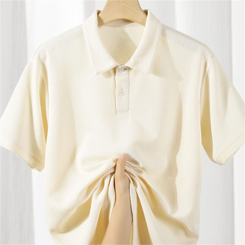 Men's Lapel Short Sleeved Non Deformable Loose Short Sleeved Men's T-Shirt