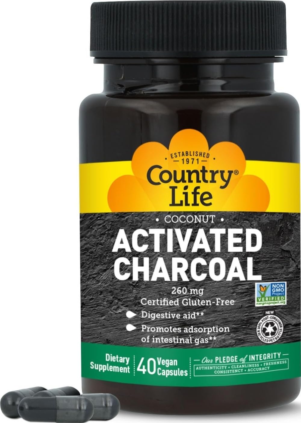 Country Life Coconut Activated Charcoal 260 mg