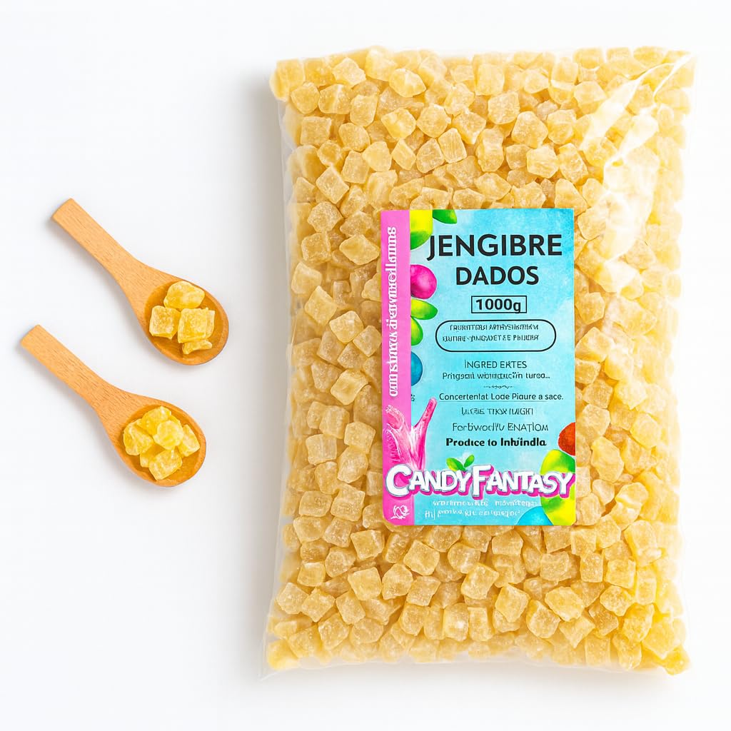 Jengibre Deshidratado 1Kg | Jengibre Cristalizado, Dulce y Aromático, Ideal para Repostería, Postres, Infusiones y Snacks Naturales – Candy Fantasy