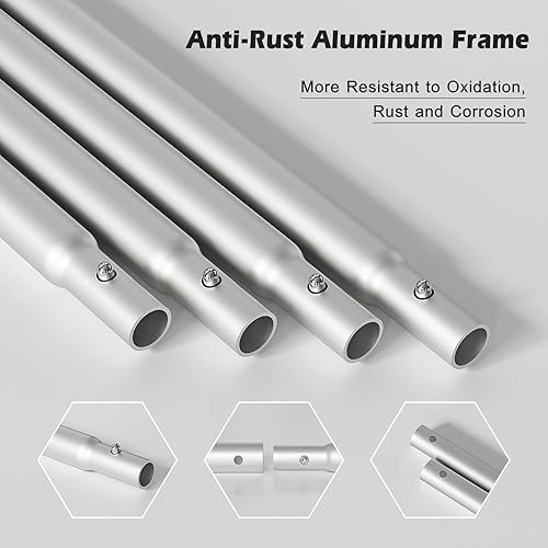 Miniatura 7 de DoCred Cubierta plegable Bimini para cubierta superior de barco, cubierta de toldo con 2 arcos (63 pulgadas de largo, 39 pulgadas a 55 pulgadas de