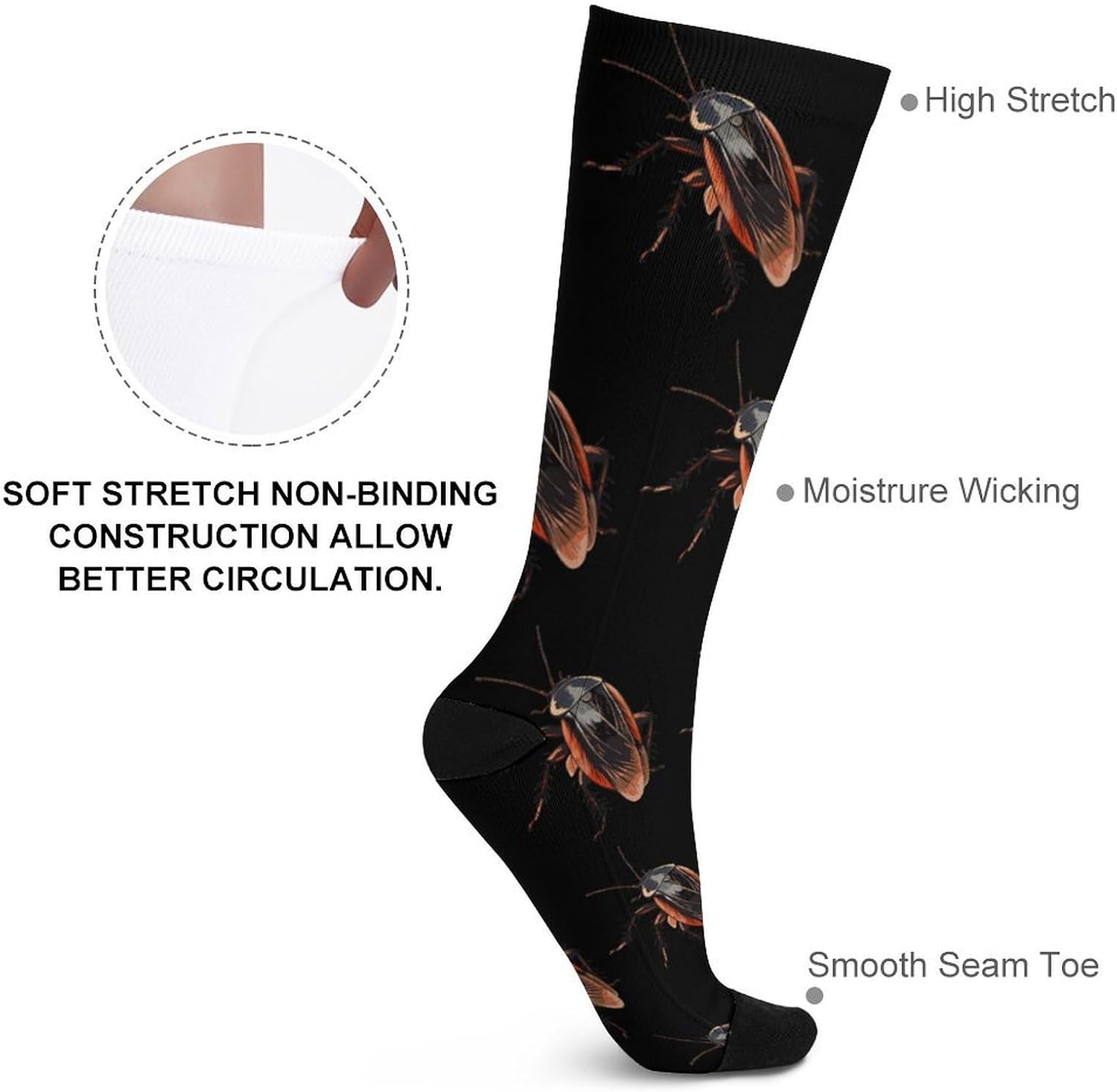 Cockroach Anime Knee High Socks Athletic Long Stockings Sport Casual Crew Tube Sock Boot 46cm