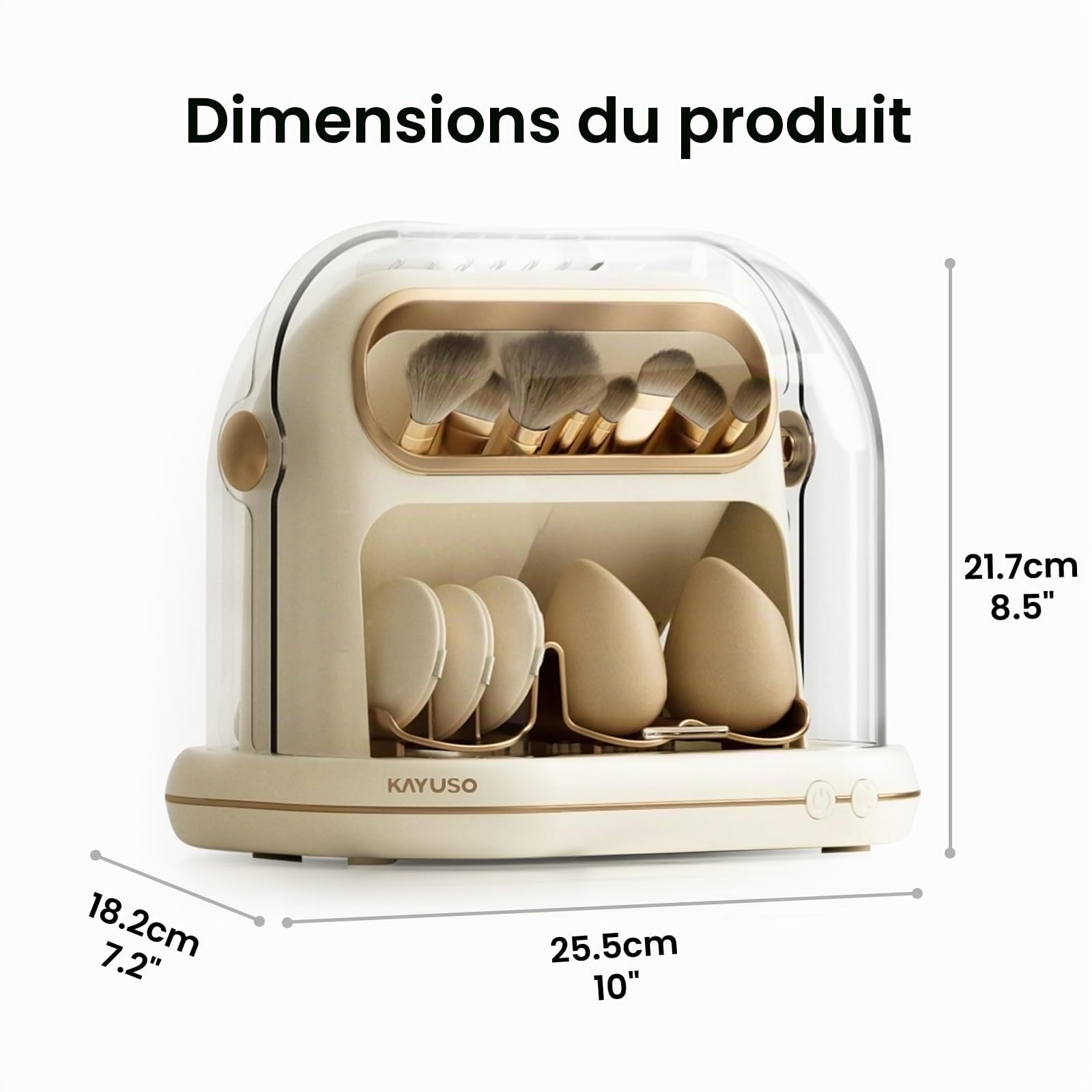 Sèche‑Pinceaux De Maquillage Électrique, 3 En 1 Automatique Et Rangement Avec Couvercle, Outil De Nettoyage Programmé Pour La Plupart Des Tailles De Pinceaux Et Éponges