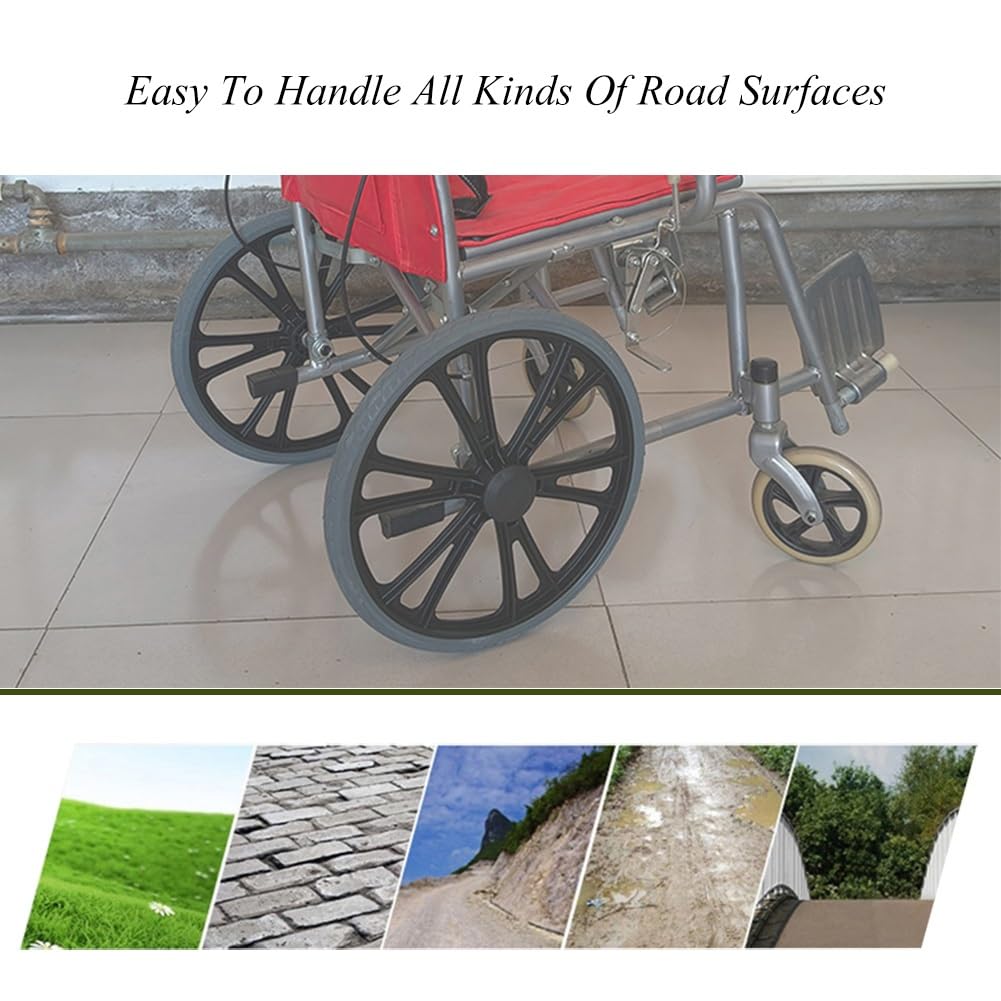 Ruedas para Silla de Ruedas, 1 Par de Ruedas Traseras de Repuesto de 16 pulgadas para Silla de Ruedas, Rodamiento: 12 mm, Neumáticos Sólidos para Sillas de Ruedas Manuales
