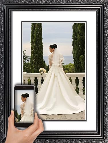 Vista 7 de ArtDirect Marco de madera negro moderno enmarcado personalizado de 12 x 14 pulgadas con tu foto o arte. Sube cualquier imagen y la imprimiremos