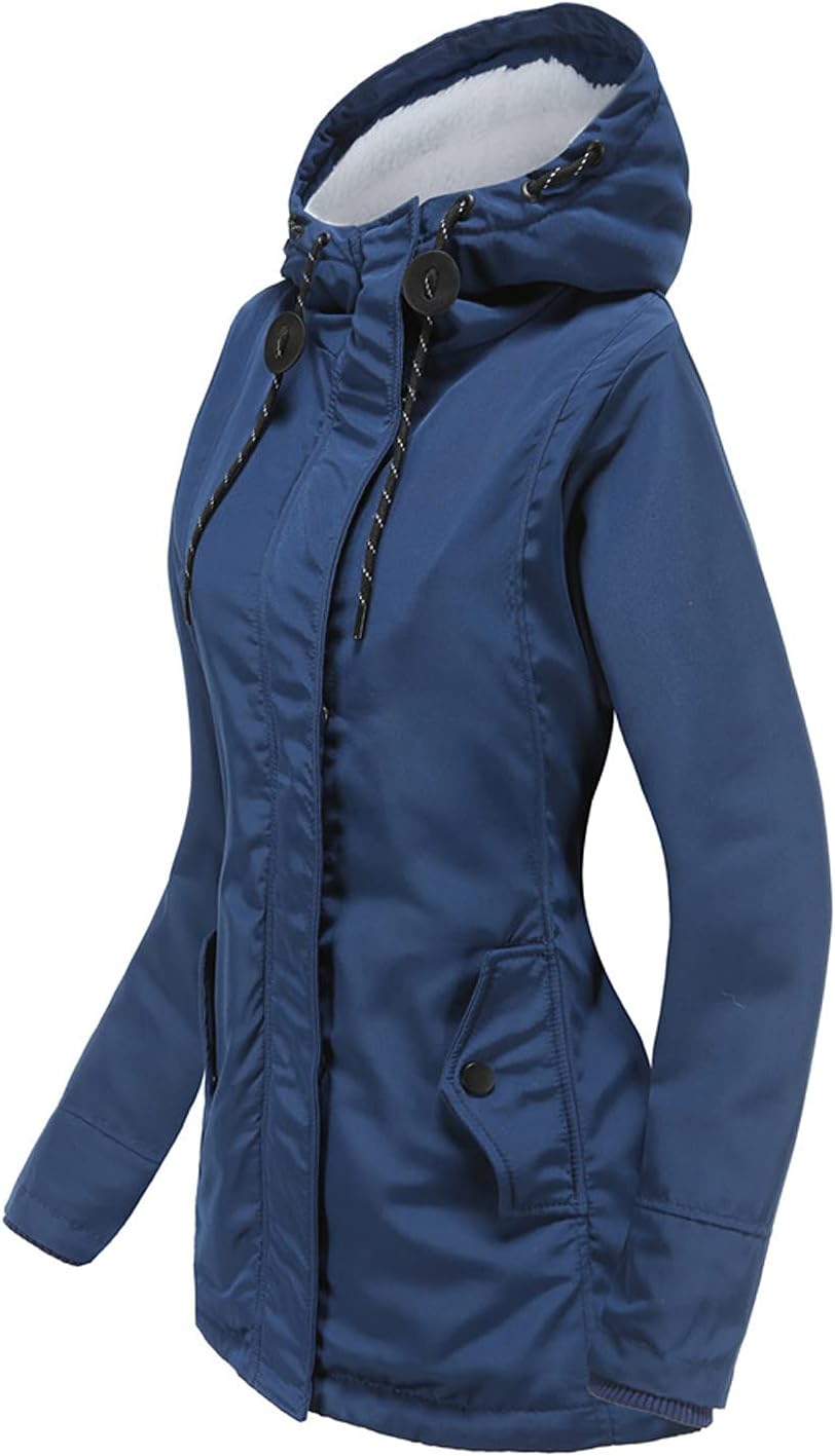 Women's Warm Winter Coat Hooded Thicken Fleece Sherpa Lined Parka Plus Size Anoraks Military Jacket Outdoor Outerwear