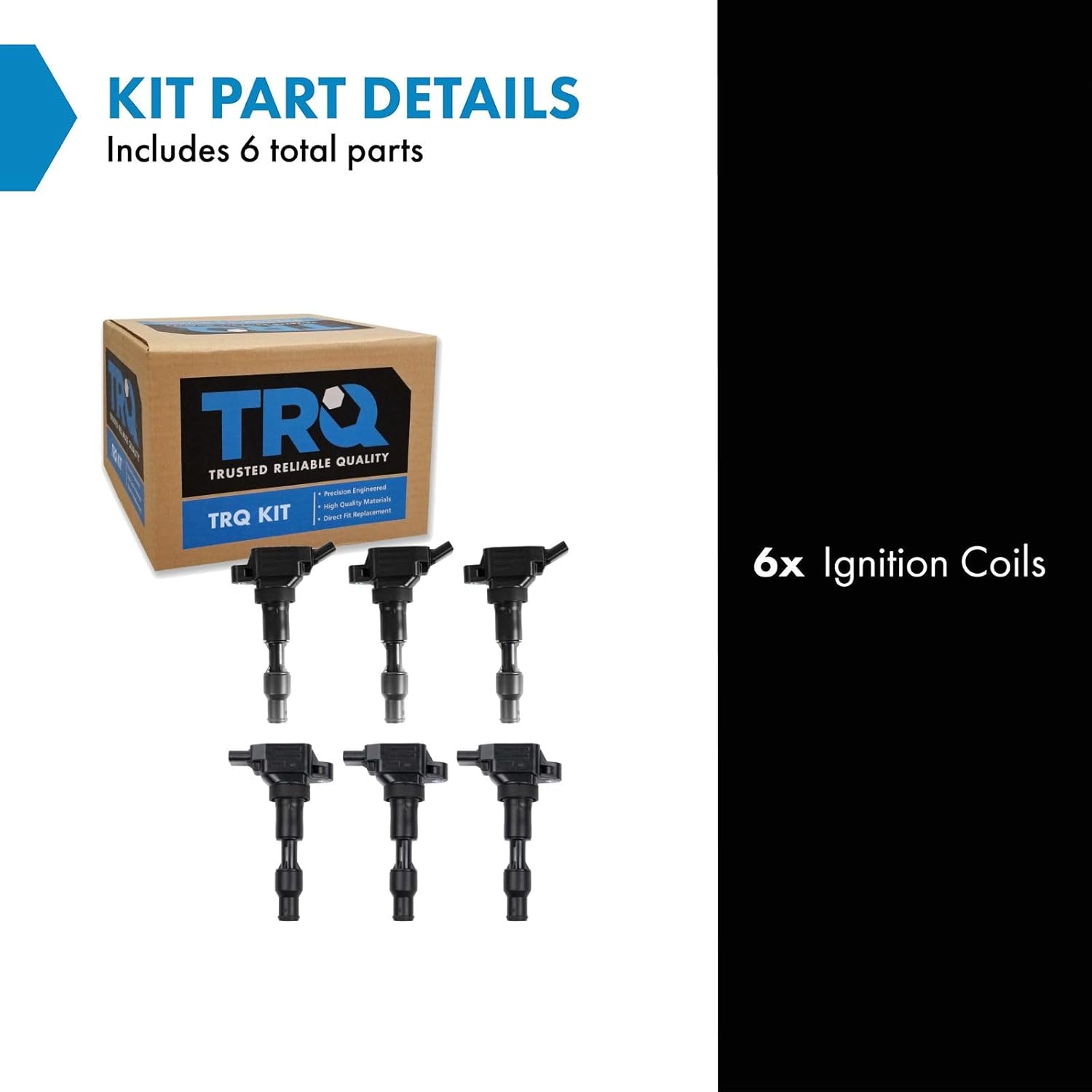TRQ Ignition Coil Set 6 Piece Compatible with 19-23 Genesis G70 17-20 G80 17-22 G90 20-23 Hyundai Palisade 16-20 Kia Cadenza 18-21 Sedona 18-20 Sorento 18-23 Stinger 20-23 Telluride