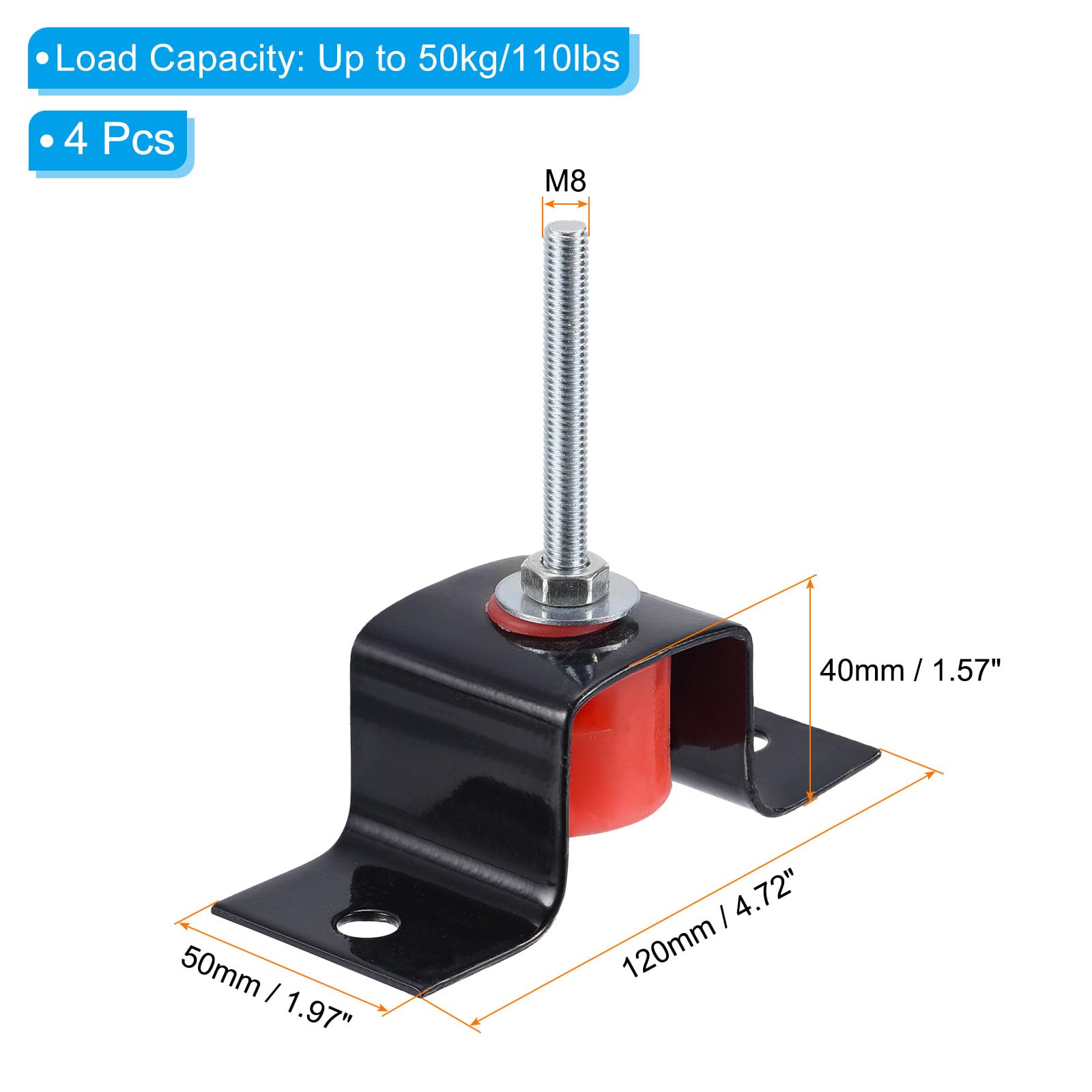 Level Mount, Anti-Vibe, 3/4-10, 3 in. Base