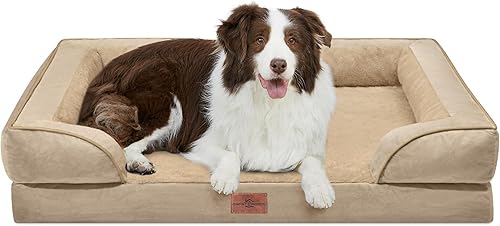 Miniatura 195 de Comfort Expression - Cama ortopédica perros pequeños, 20 x 14 pulgadas, impermeable, espuma soporte cartón de huevo, cojines extraíbles, sofá con