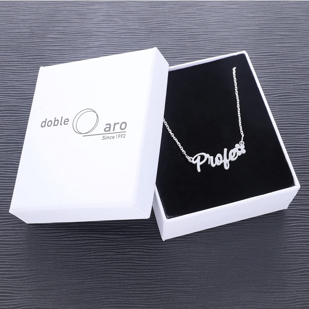 Colgante de Plata de Ley 925/1000 para Profesoras con Cadena Rolo de 45cm – Collar Artesanal de Fin de Curso con Cadena Ajustable - Hecho en España para la Profesora