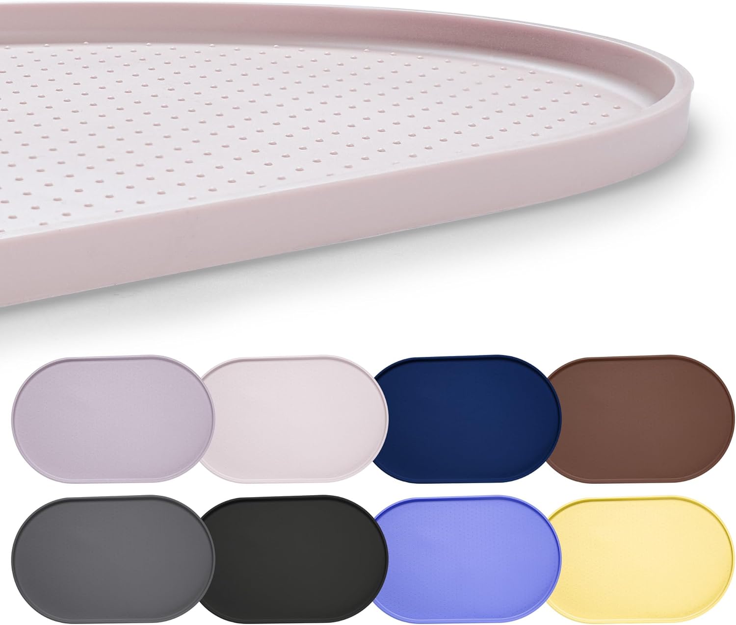 Hubulk 100% Waterproof Silicone Pet Feeding Mat with Raised Edge for Food and Water, Dog Bowl Mats, Cat Bowls Placemat with High Lip Protects Floor for Cats and Dogs (White Sand, 24" L x 16" W) White Sand 24"L x 16"W