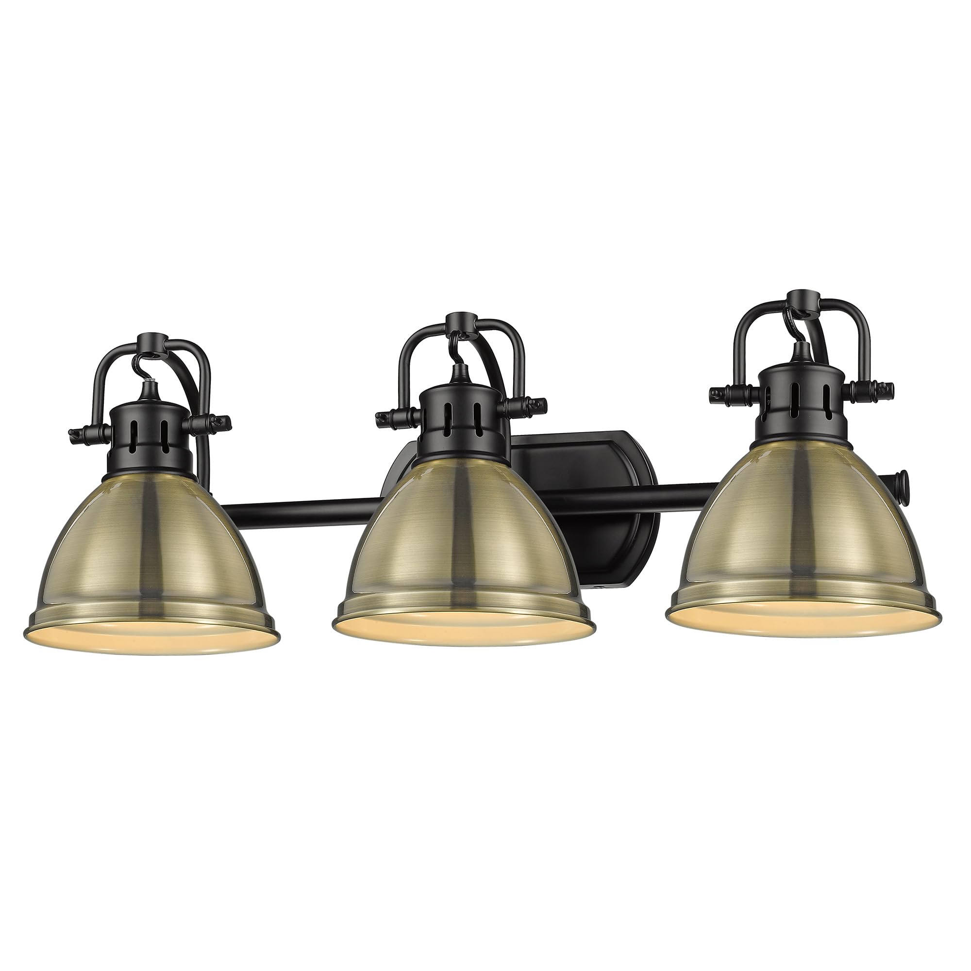 Golden Lighting 3602-BA3 BLK-AB Duncan Bath Vanity, Transitional, Matte Black with Aged Brass Shades