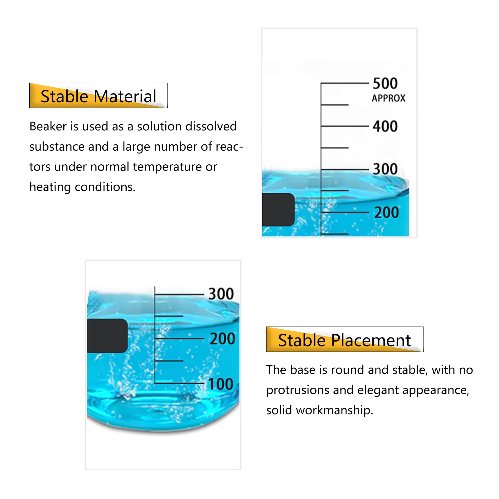 Taza medidora de vidrio, vaso medidor de vidrio de forma baja, vaso graduado de vidrio de borosilicato, calentamiento uniforme, para vaso medidor con pico, escala transparente, para mezclar, cocinar y