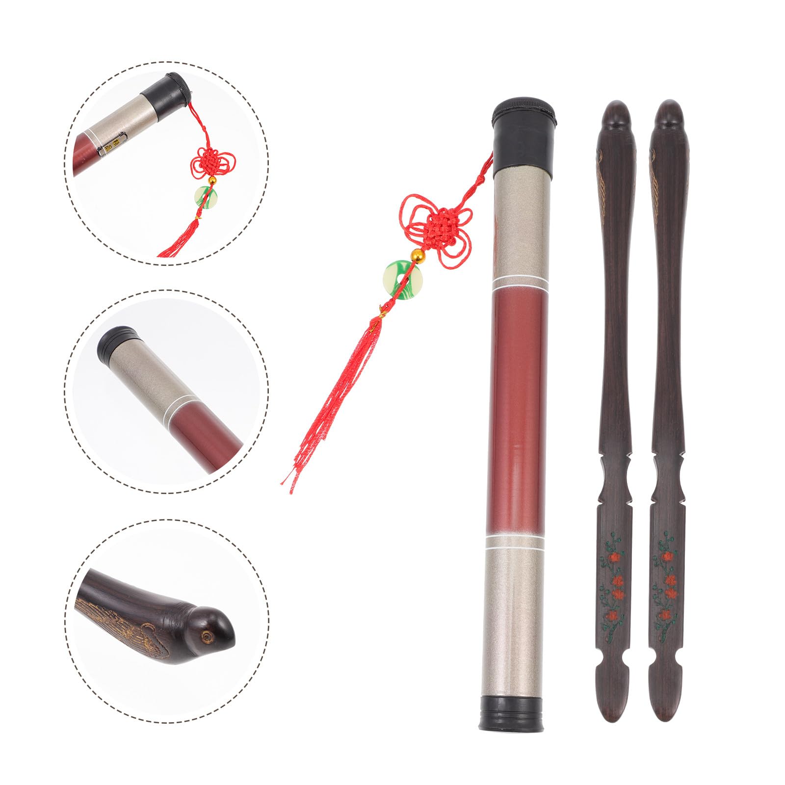 Set Martelli per Dulcimer in Ebano Nero con Secchio, Accessori Efficienti e Lisci per Strumenti Dulcimer, per Esercizi Musicali