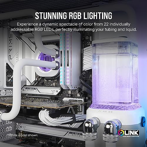 Image of CORSAIR iCUE Link XD5 RGB Elite Pump-Reservoir Unit - D5 PWM Pump - 22 Addressable RGB LEDs - 440ml Transparent Reservoir - Stealth Gray