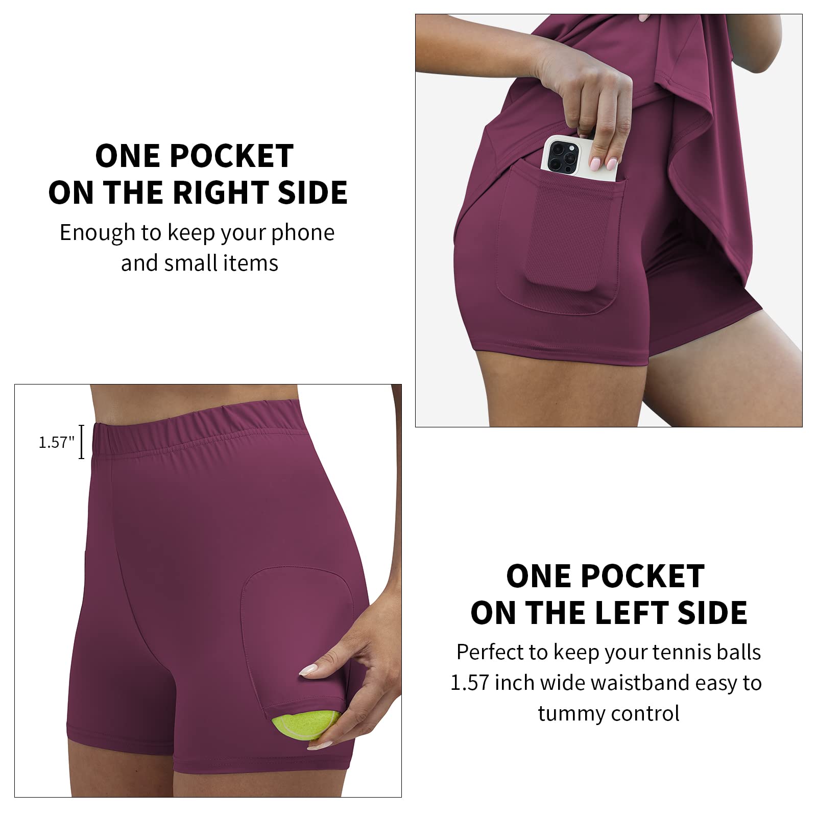 Vestido de Tenis para Mujer, con Pantalones Cortos Integrados y Bolsillos, para Entrenamiento y Golf
