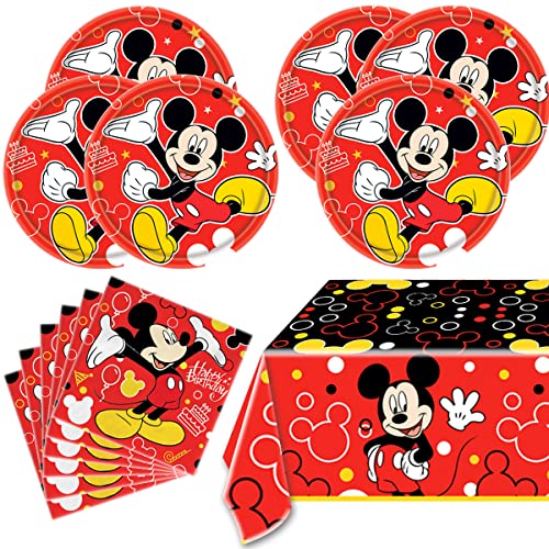 Mickey Mouse Birthday Party Supplies 16 Plates 20 Napkin 1TableclothMickey Mouse Party Decorate Supplies