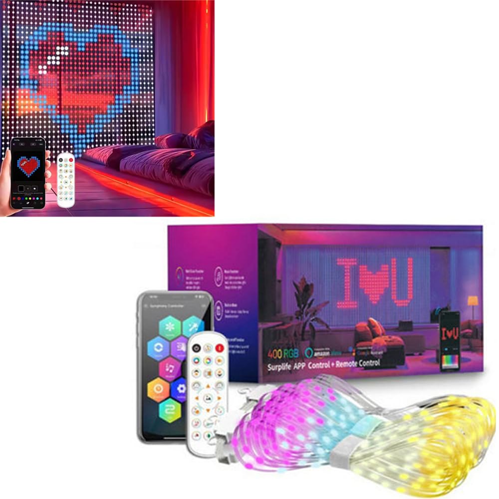 Smart Animated Curtain String Lights Remote APP Control 2.4 x 2.4m 256LED RGB Color Changing Waterproof DIY Hanging Window Fairy Lights Programmable Music Sync for Festival Decoration-image-36