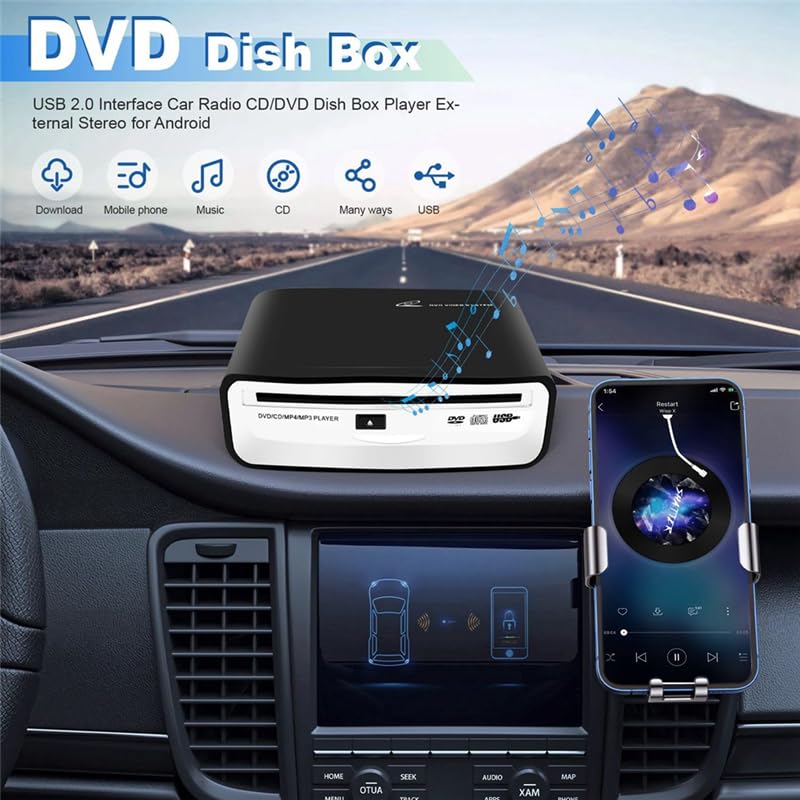 USB 2.0Schnittstelle Autoradio CD/DVD Dish Box Player Externe Stereoanlage für Android