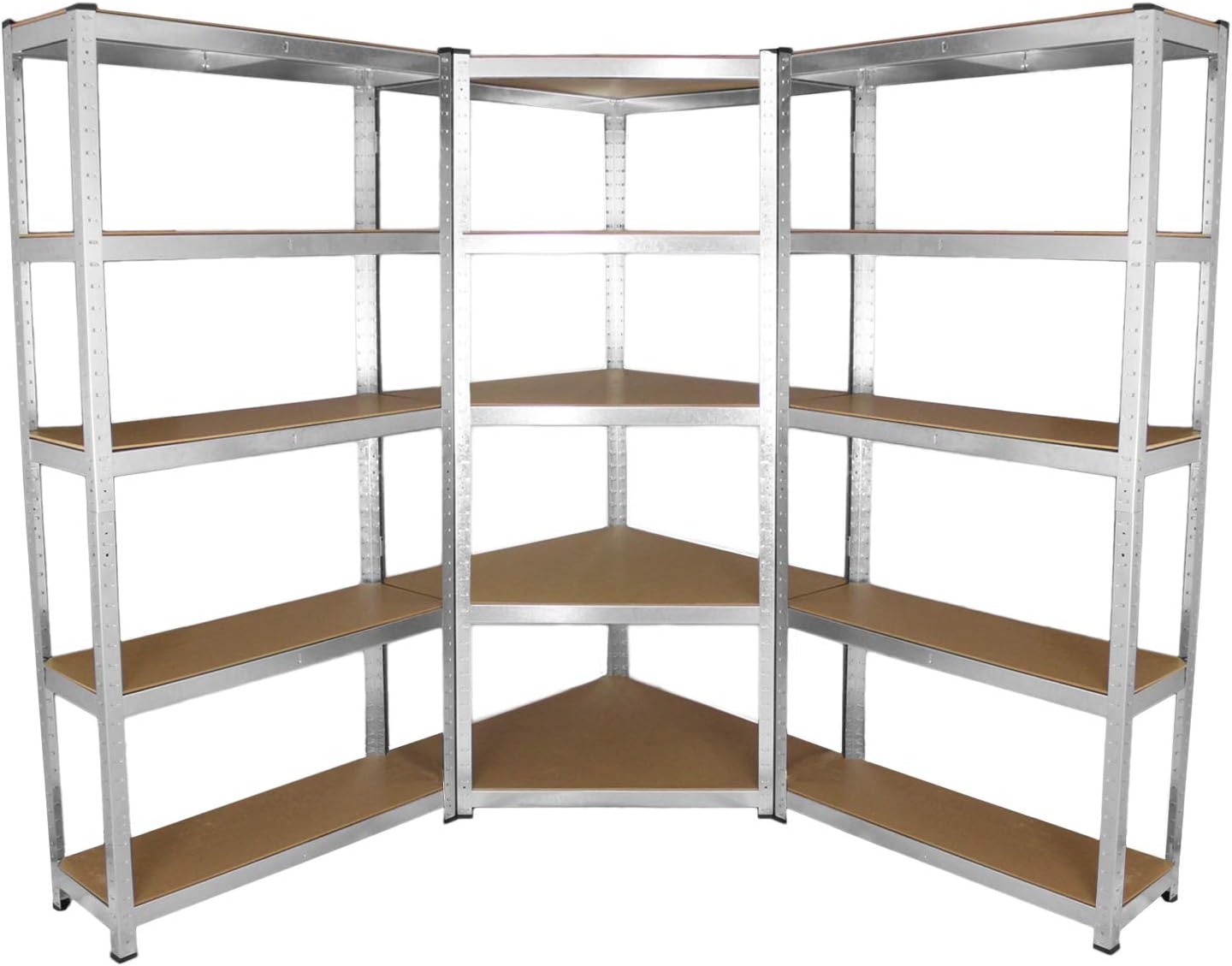 2 x 90cm Heavy Duty Racking & 1 x Corner Unit/Garage Galvanised Steel Storage Shelving Warehouse Shed Heavy Duty Racks